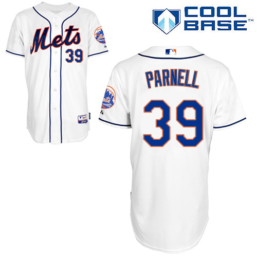 Bobby Parnell #39 MLB Jersey-New York Mets Men's Authentic Alternate 2 White Cool Base Baseball Jersey